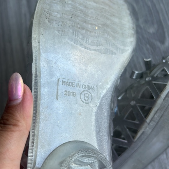 Stuart Weitzman Silver Jelly Ballerina Flats 8 - Picture 3 of 5
